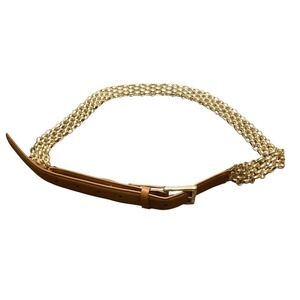Gianni Bini Women Gold Chain Link Tan Faux Leather Belt Medium GB3121000
